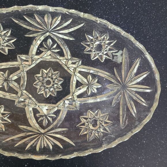 Vintage 1950s 1960s Pressed Patterned Glass Dishes Starburst Floral Fruit Styles - Picture 7 of 10